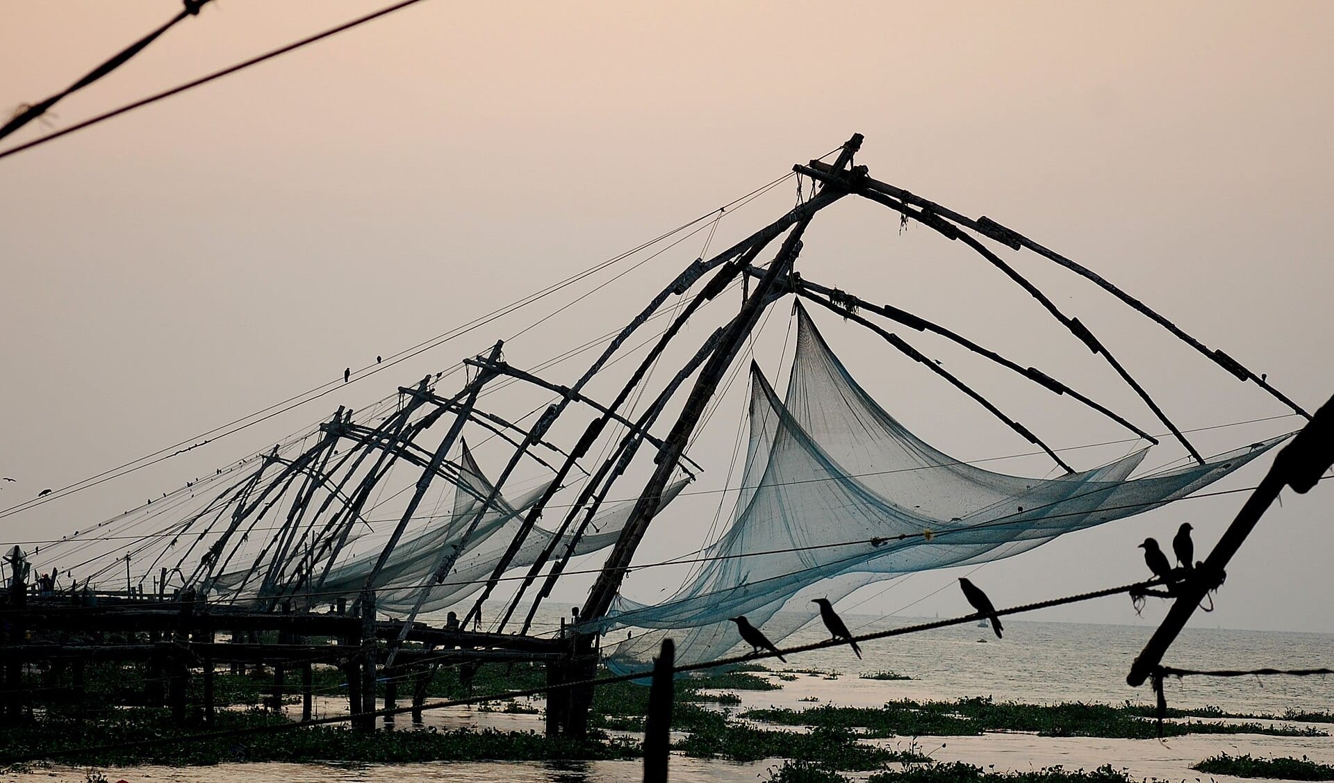 Chinese fishing nets on the waterfront at Fort Kochi